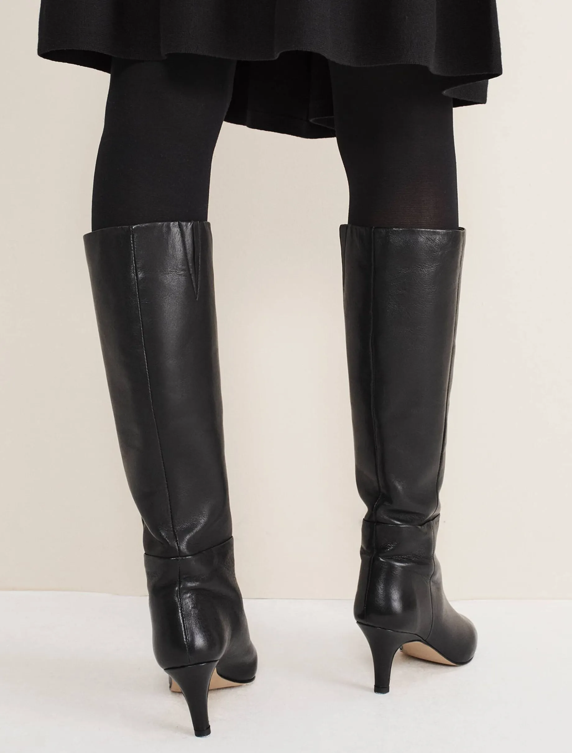 Leather Panelled Knee High Boot