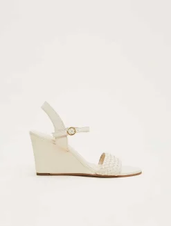 Leather Plait Strap Wedge Shoe
