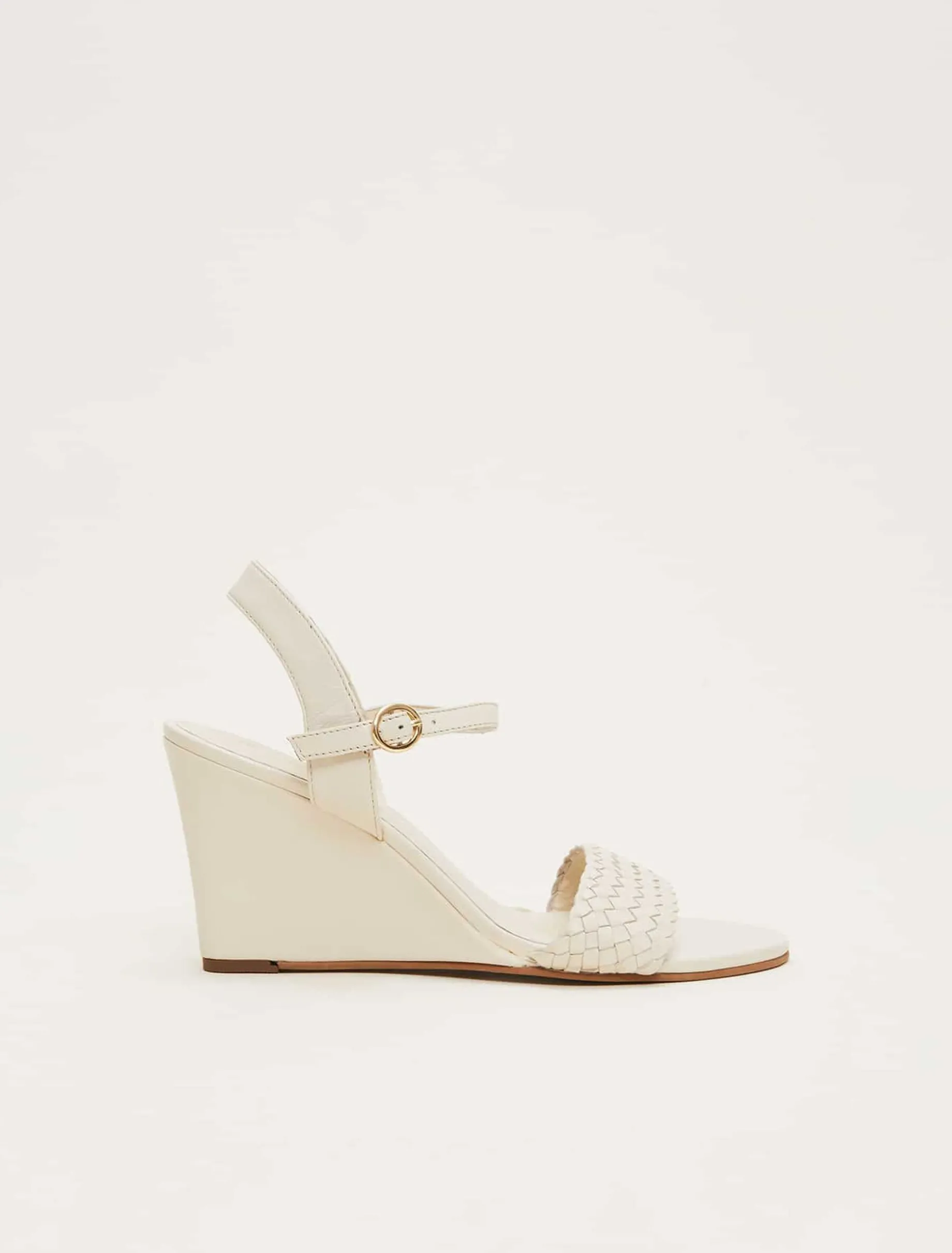 Leather Plait Strap Wedge Shoe
