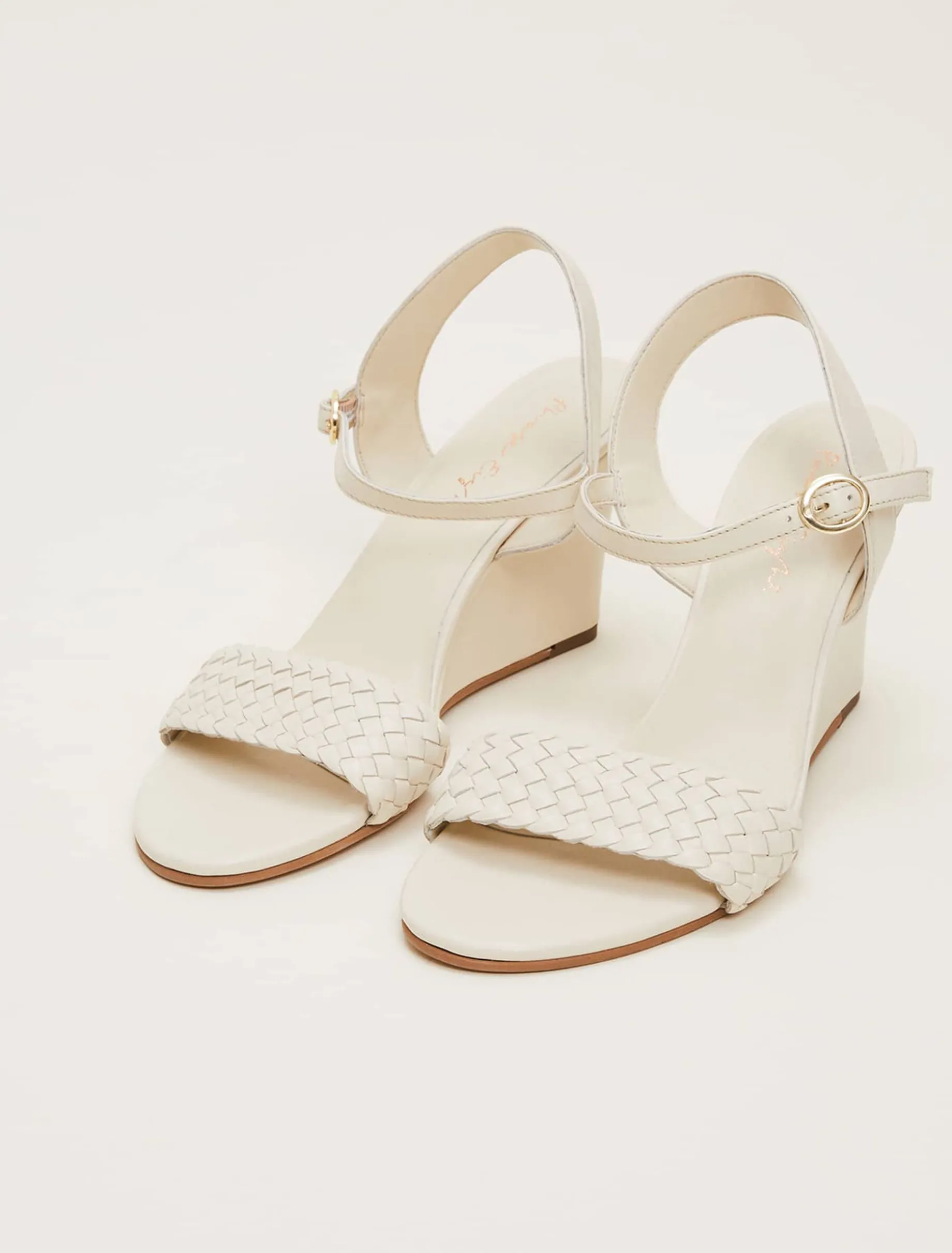 Leather Plait Strap Wedge Shoe