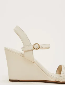 Leather Plait Strap Wedge Shoe