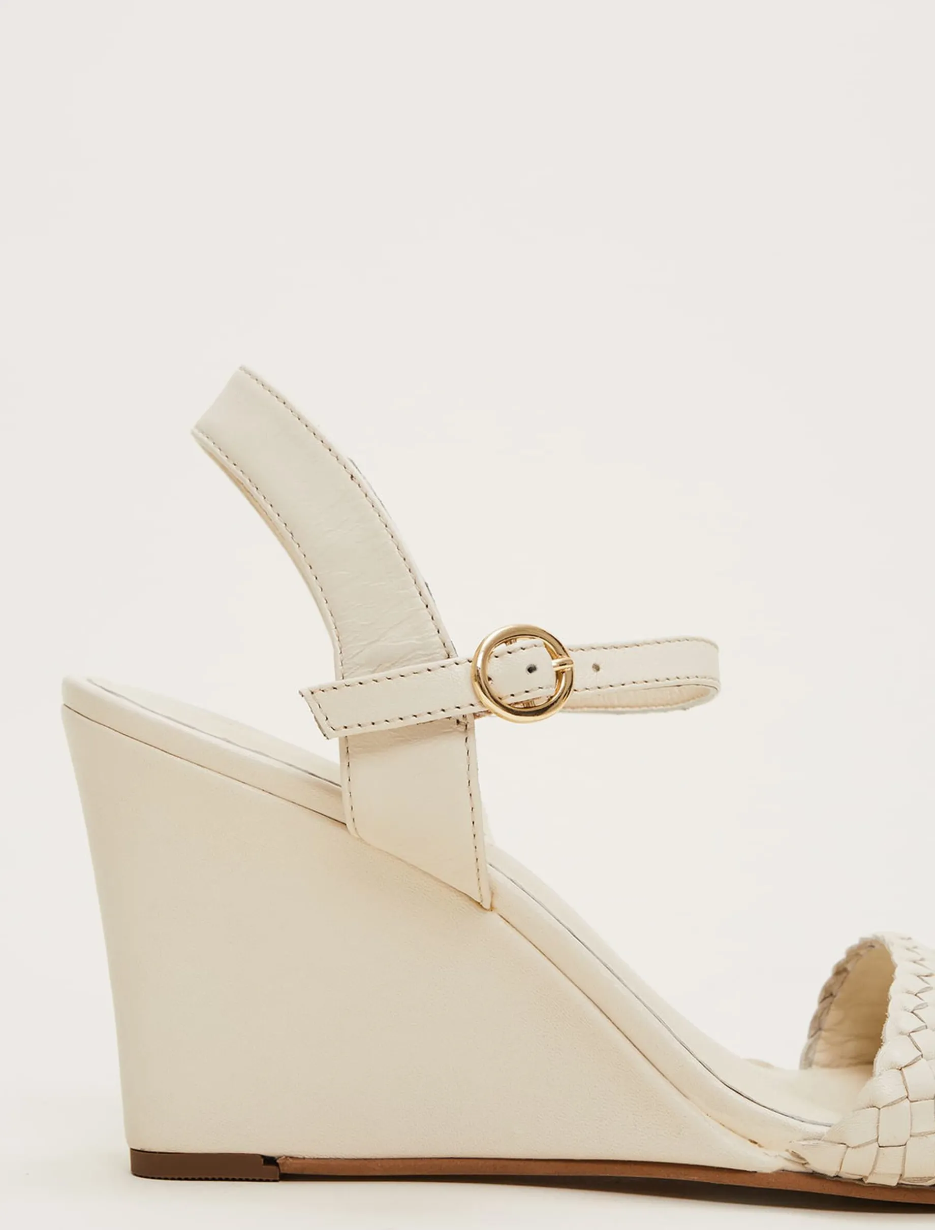 Leather Plait Strap Wedge Shoe