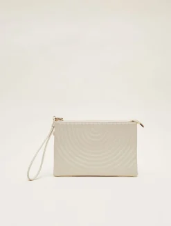 Leather Stitch Detail Clutch Bag