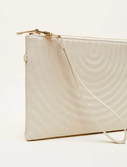 Leather Stitch Detail Clutch Bag