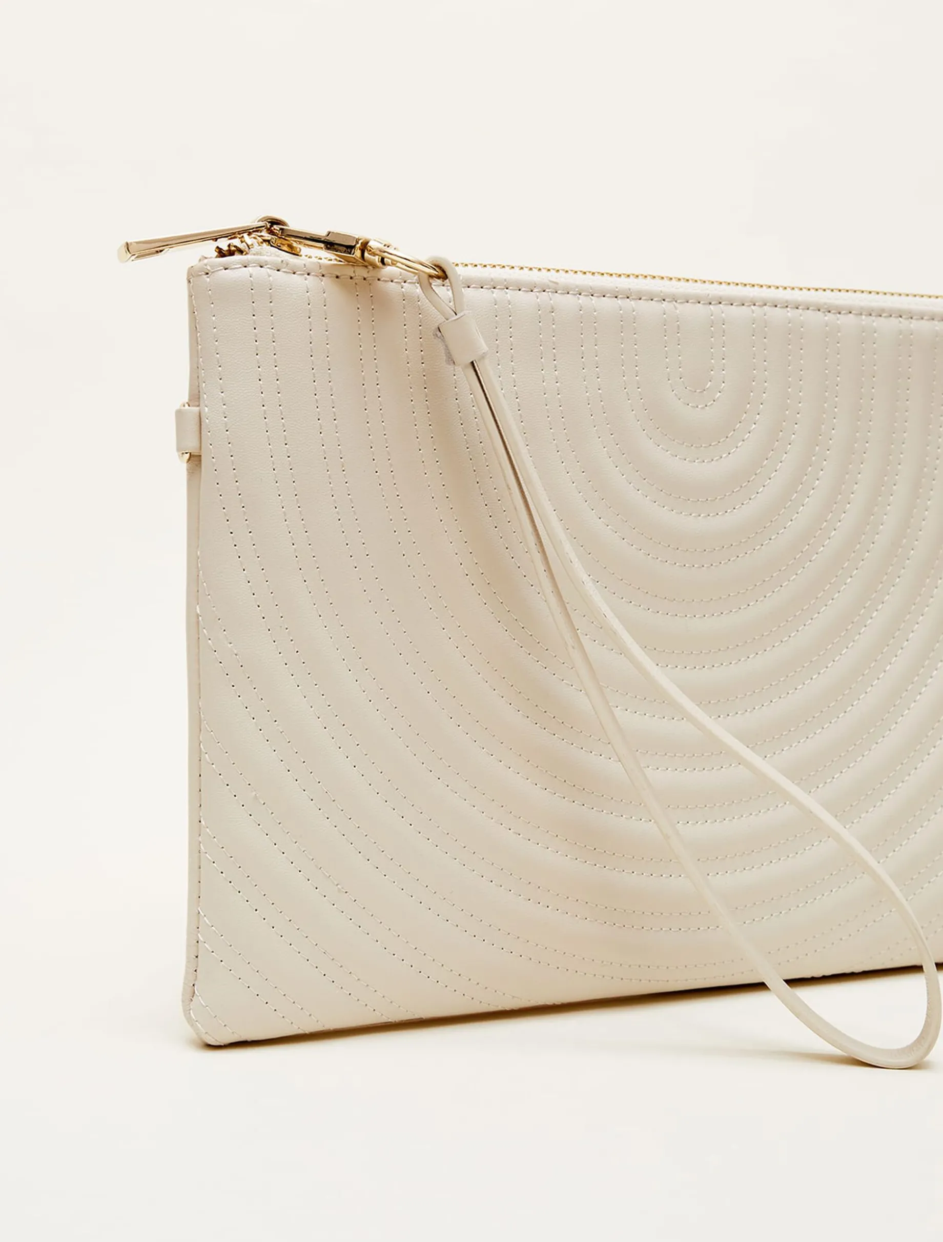 Leather Stitch Detail Clutch Bag