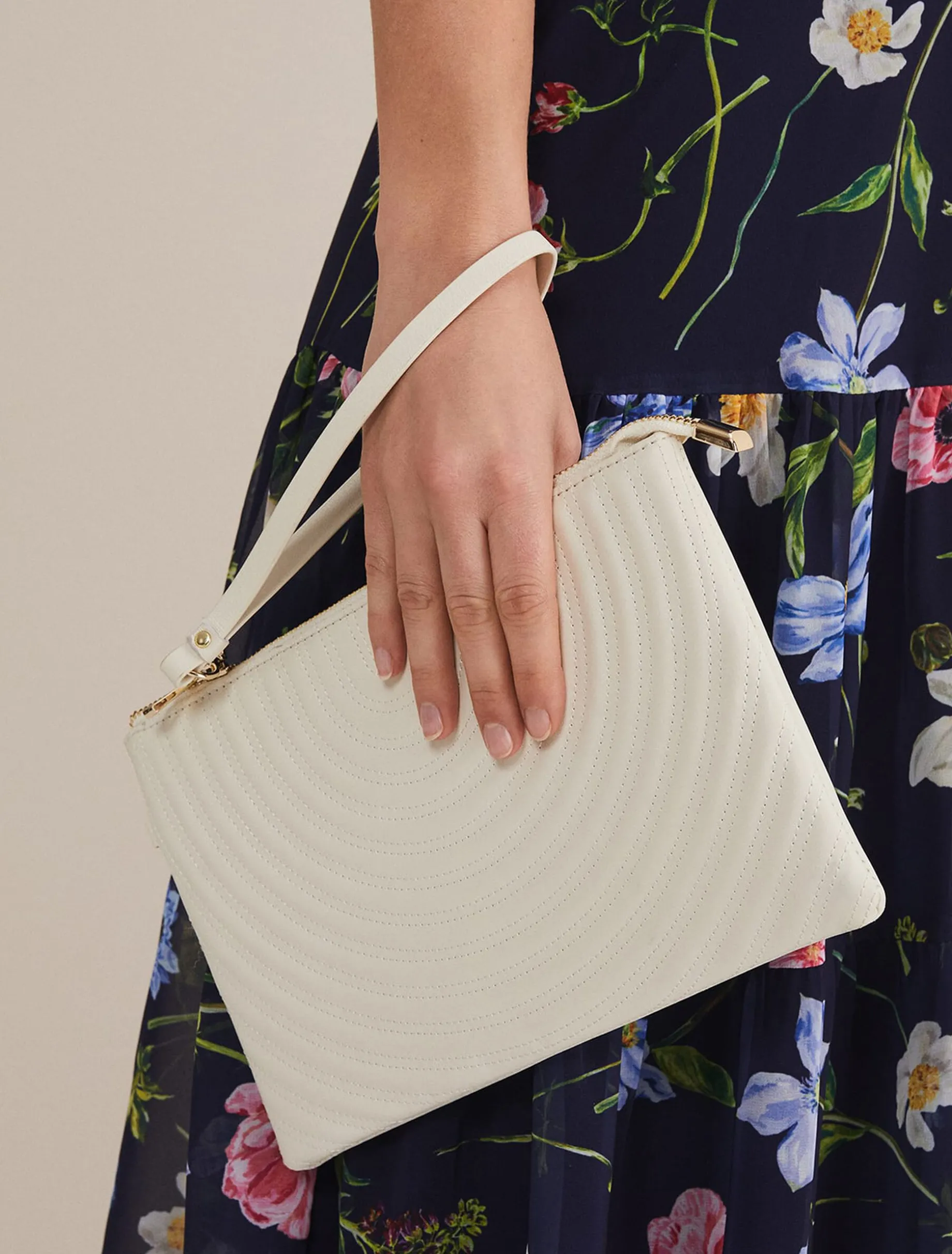 Leather Stitch Detail Clutch Bag