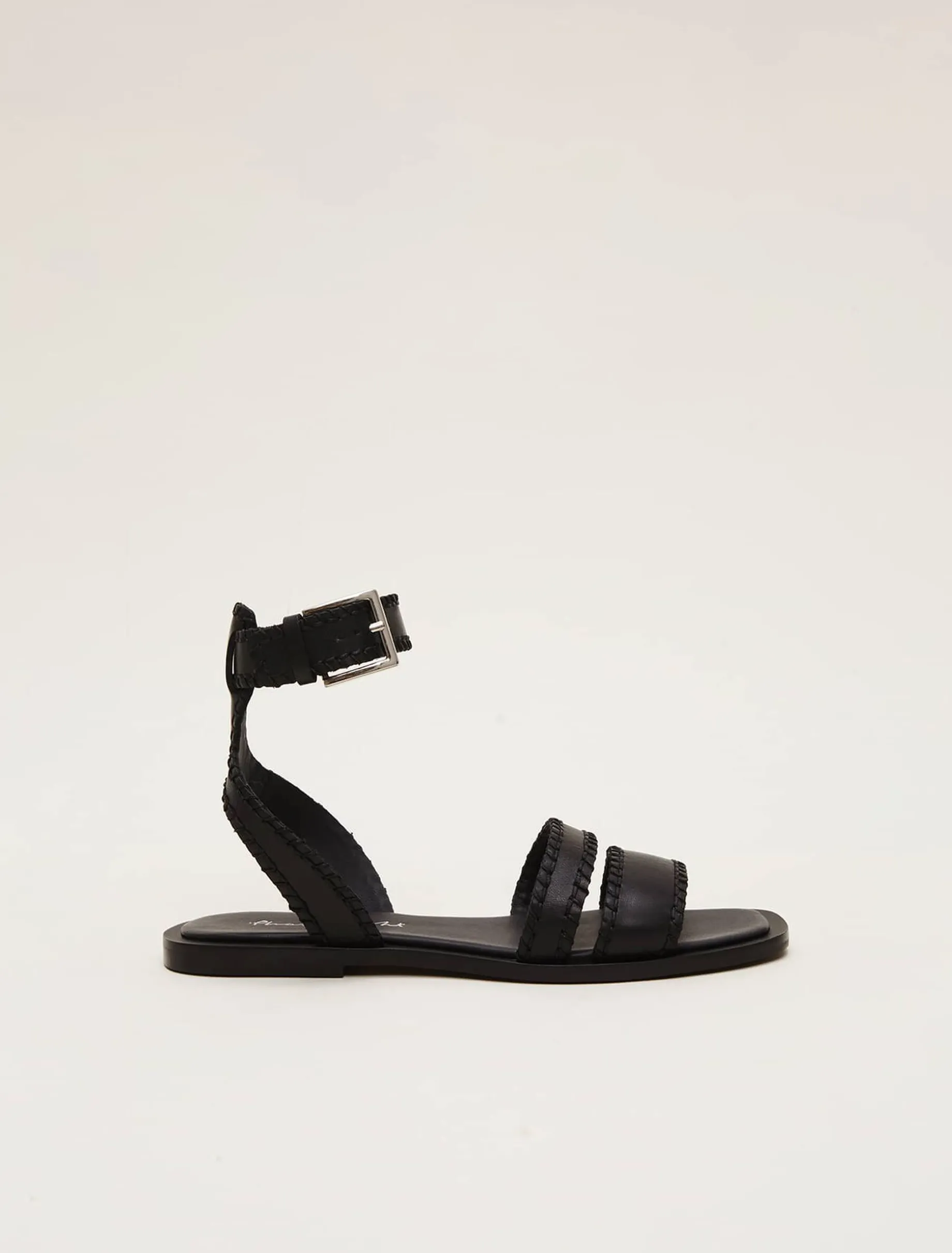 Leather Stitch Detail Flat Sandal