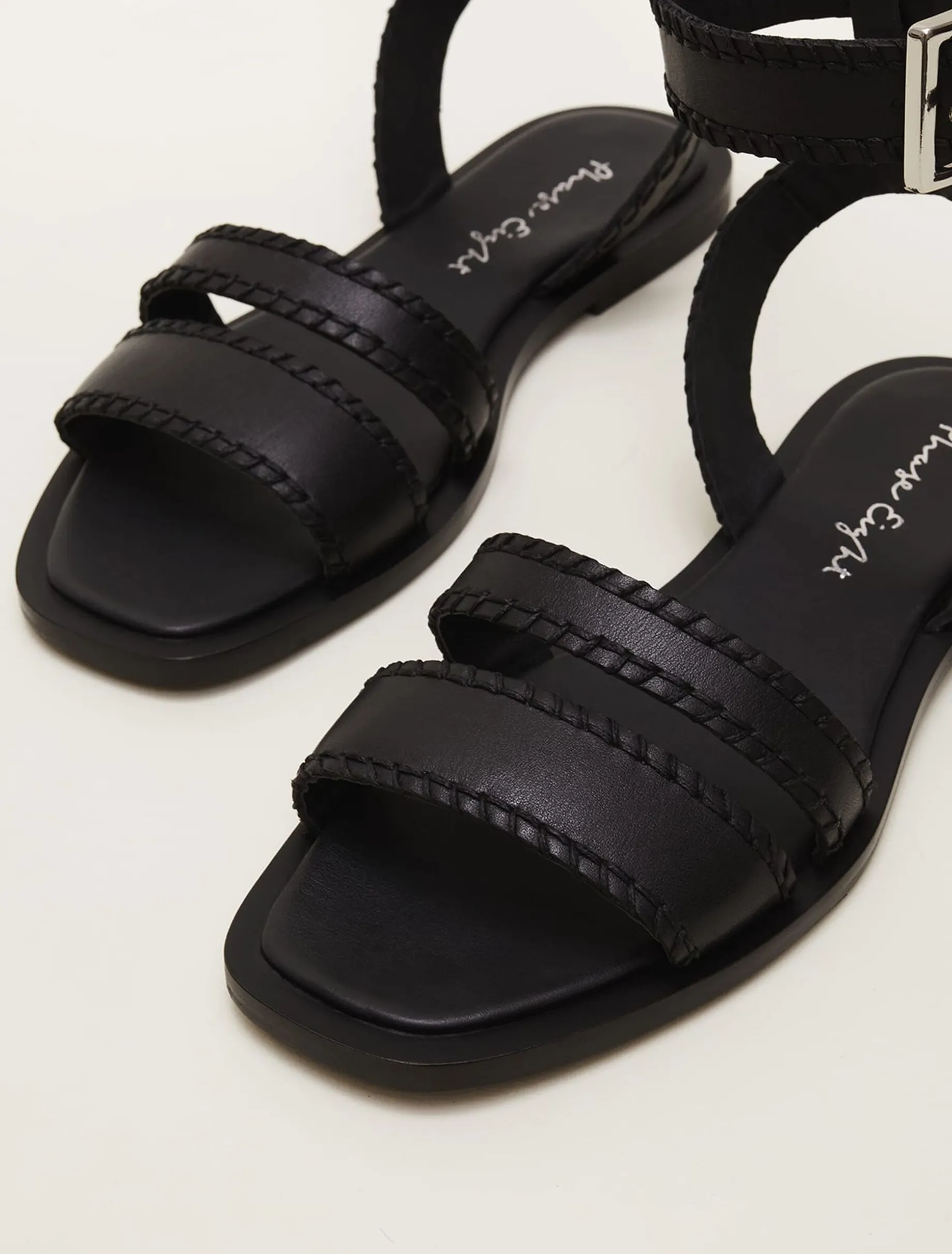 Leather Stitch Detail Flat Sandal