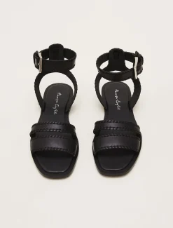 Leather Stitch Detail Flat Sandal