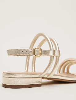 Leather Strappy Flat Sandal