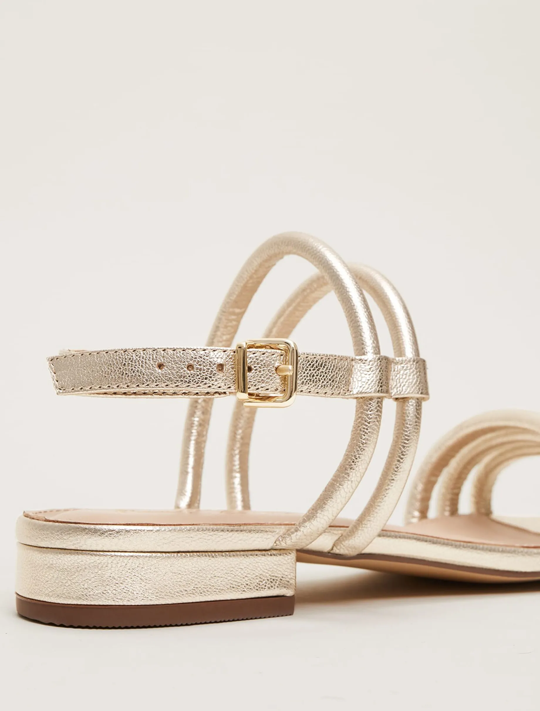 Leather Strappy Flat Sandal