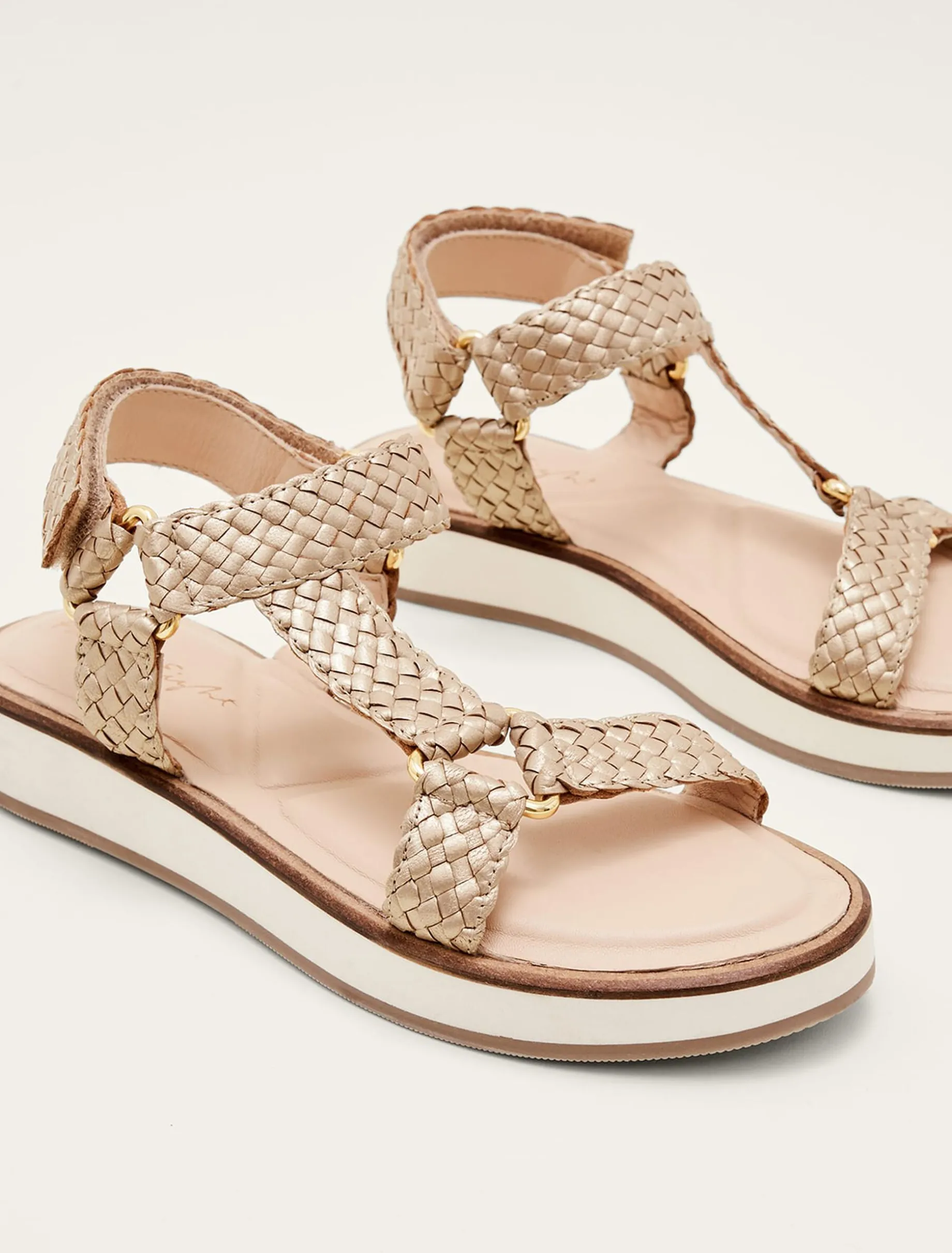 Leather Weave Velcro Sandal