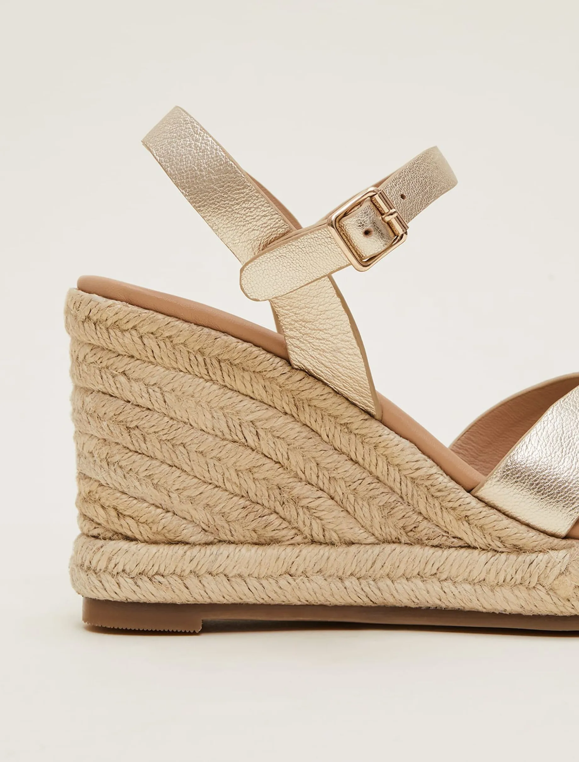 Leather Wedge Espadrilles