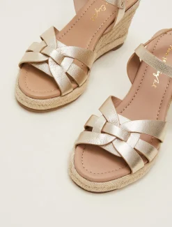 Leather Wedge Espadrilles