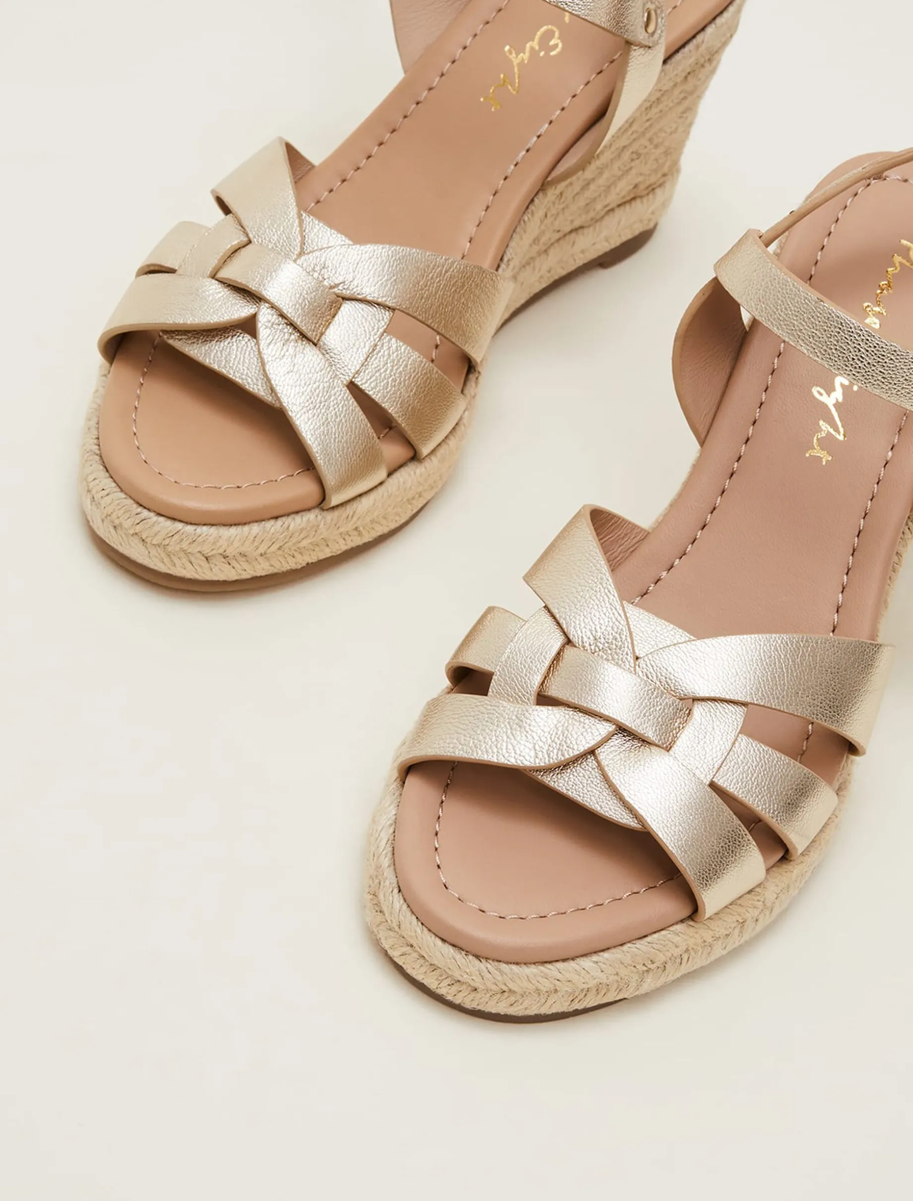 Leather Wedge Espadrilles