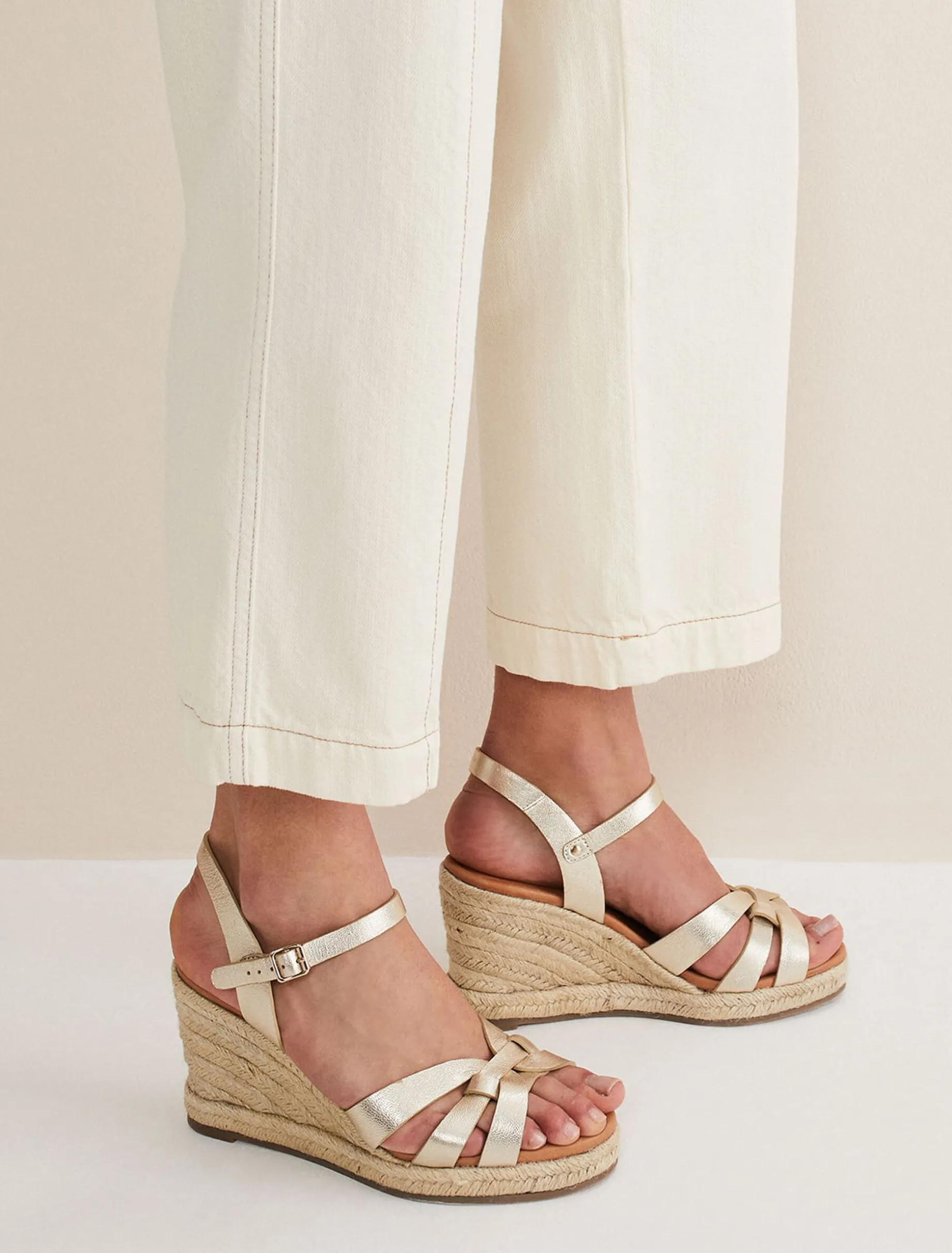 Leather Wedge Espadrilles