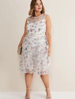 Leighton Floral Embroidered Midi Dress