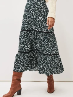 Lennox Ditsy Print Tiered Maxi Skirt