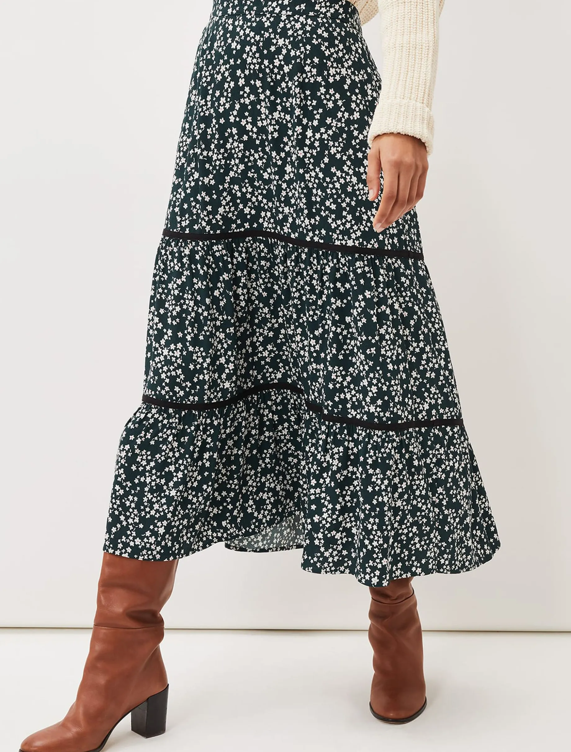 Lennox Ditsy Print Tiered Maxi Skirt
