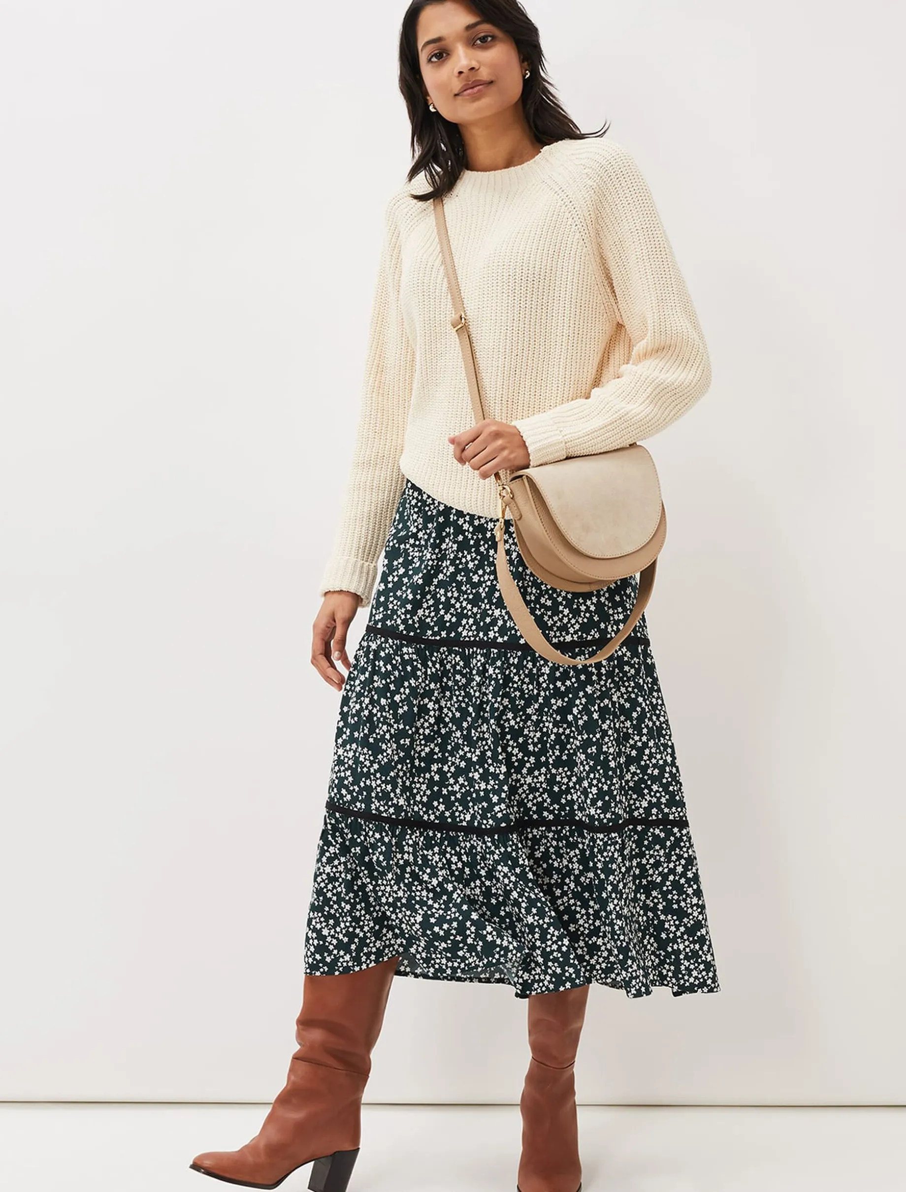 Lennox Ditsy Print Tiered Maxi Skirt