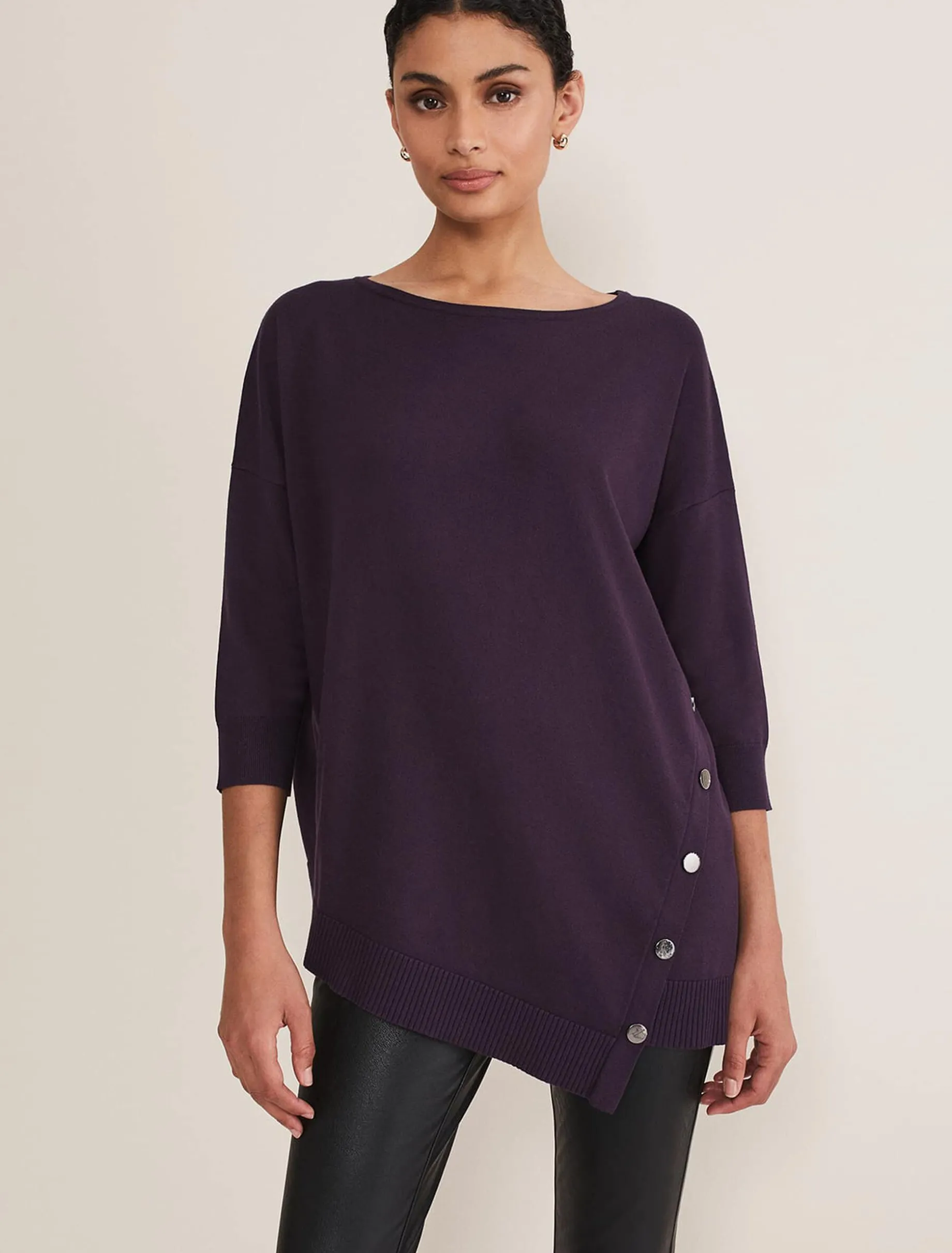 Leoni Asymmetric Button Trim Jumper