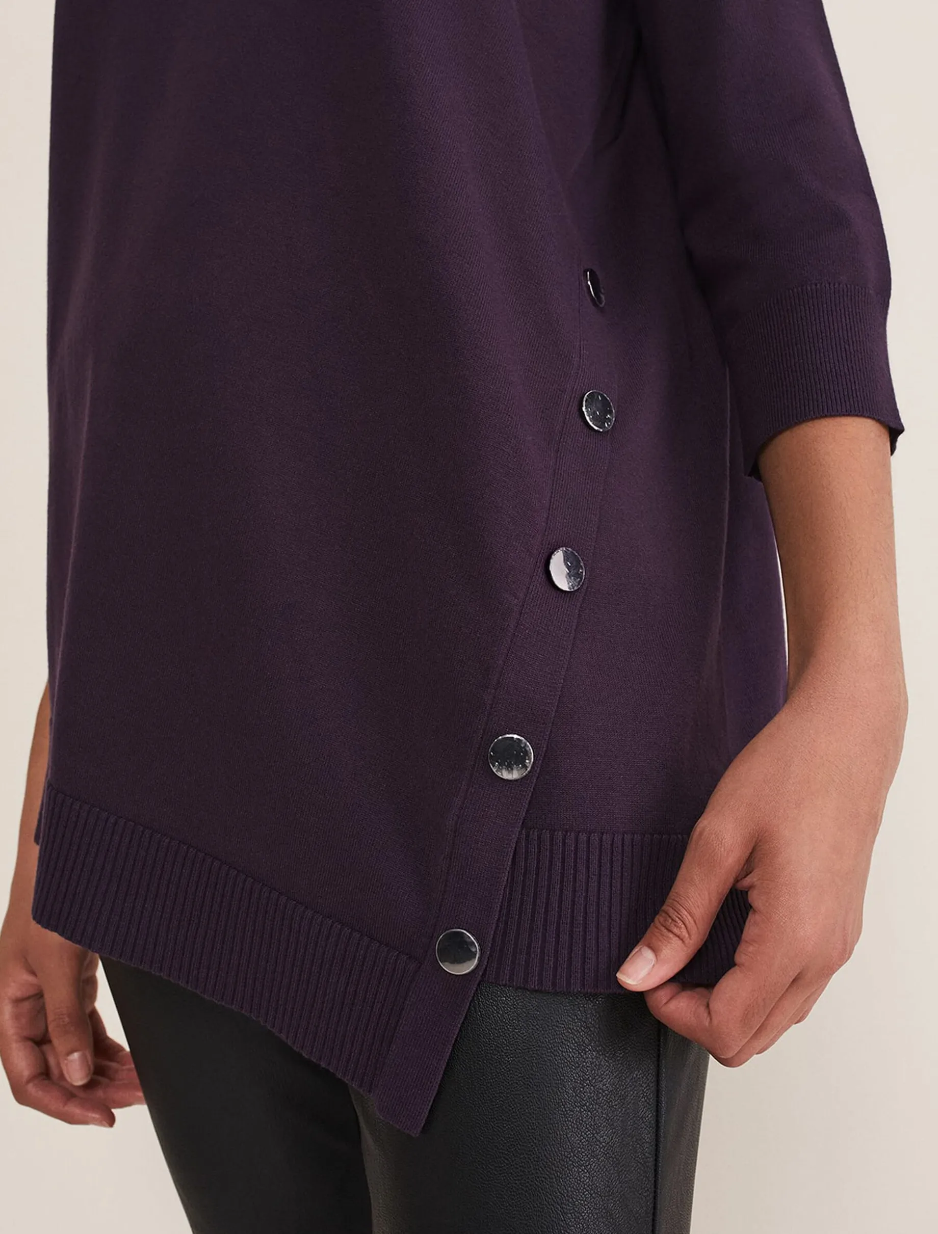Leoni Asymmetric Button Trim Jumper