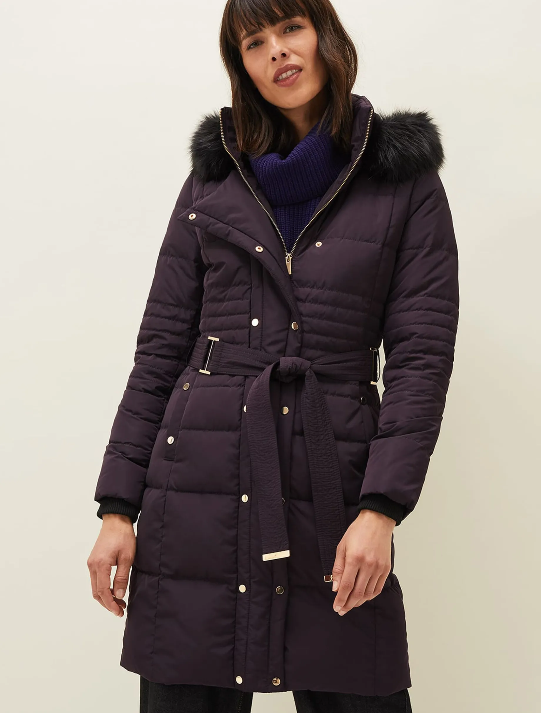 Leonor Tie Belt Midi Puffer Coat