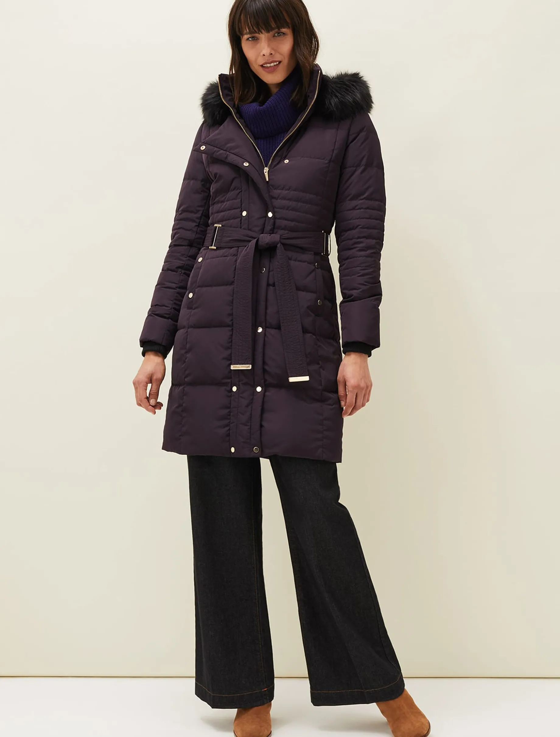 Leonor Tie Belt Midi Puffer Coat