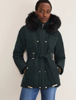 Leonor Tie Belted Short Puffer