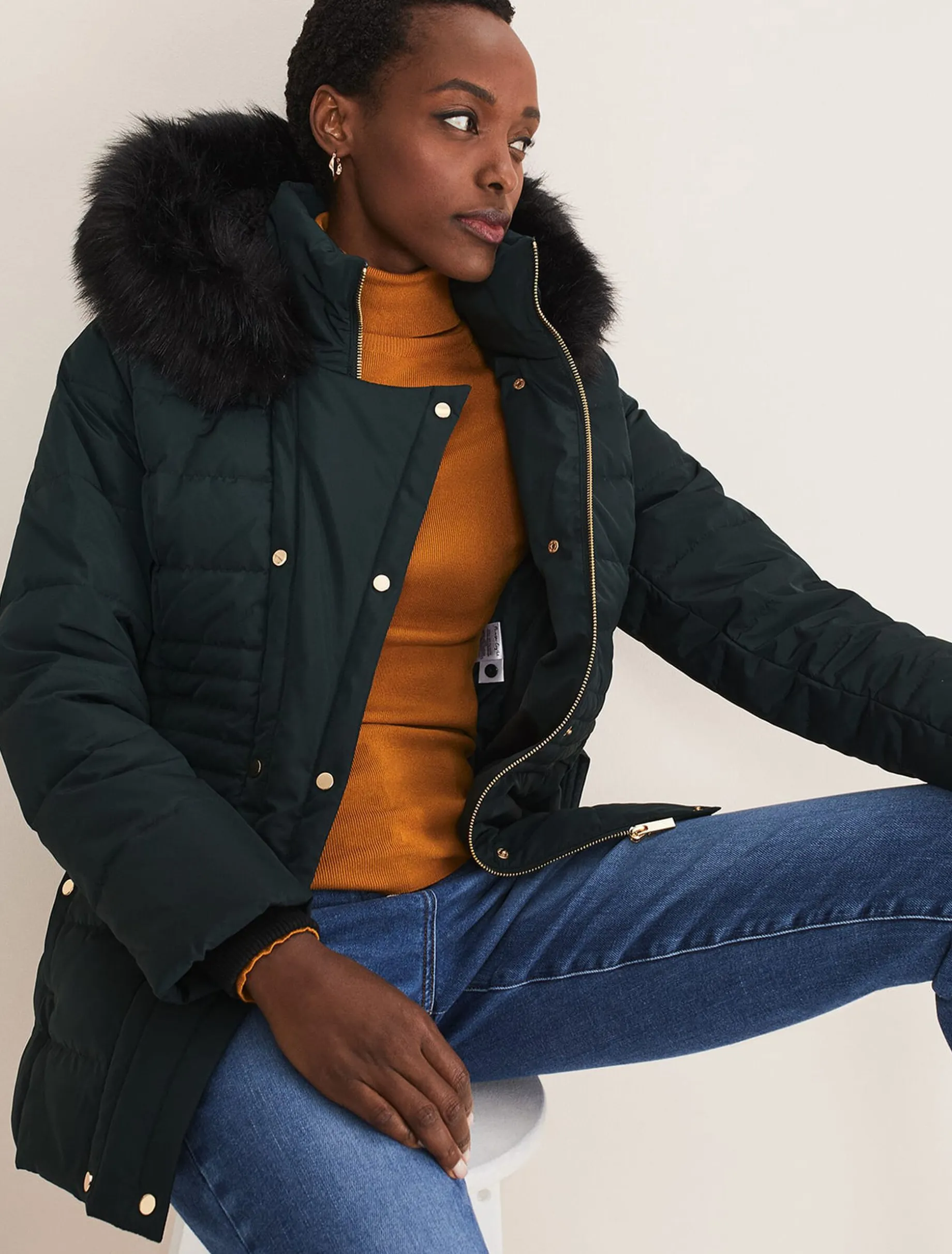 Leonor Tie Belted Short Puffer