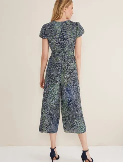 Leora Wrap Printed Plisse Jumpsuit