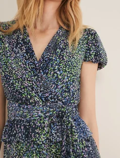 Leora Wrap Printed Plisse Jumpsuit