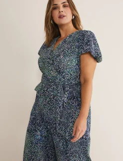 Leora Wrap Printed Plisse Jumpsuit