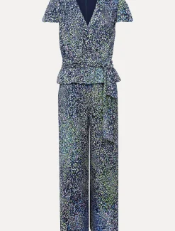 Leora Wrap Printed Plisse Jumpsuit