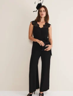 Lia Sleeveless Lace Detail Jumpsuit