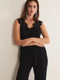 Lia Sleeveless Lace Detail Jumpsuit