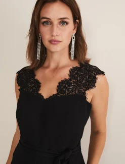 Lia Sleeveless Lace Detail Jumpsuit