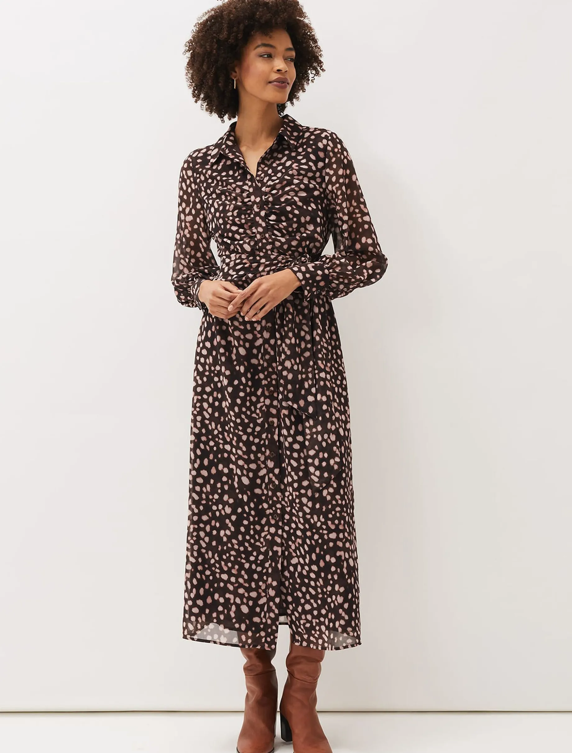 Libby Spot Print Midi Dress