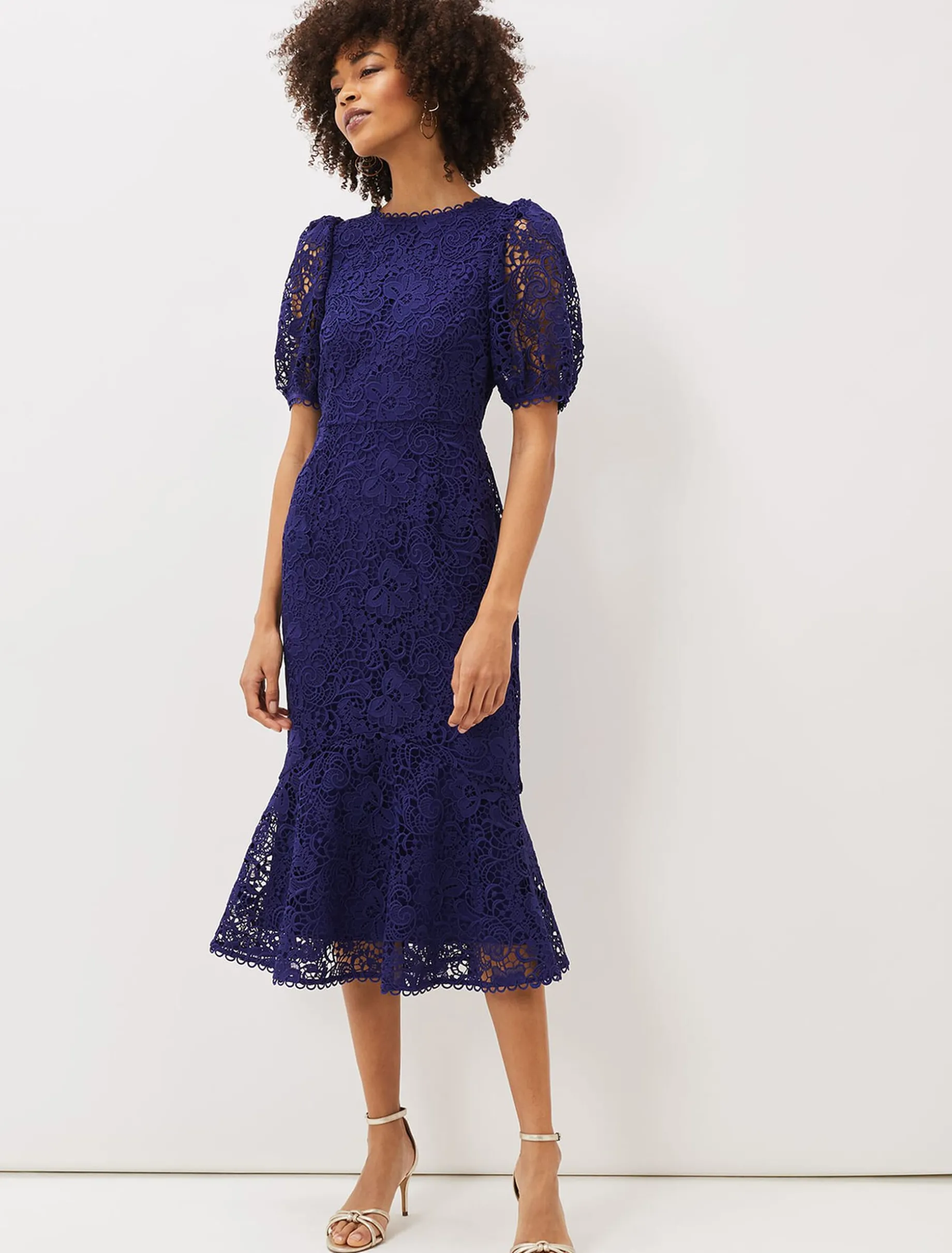 Lidia Guipure Lace Fishtail Dress