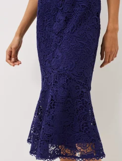 Lidia Guipure Lace Fishtail Dress