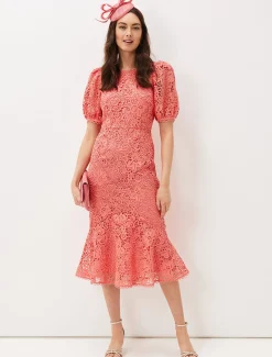 Lidia Guipure Lace Fishtail Dress