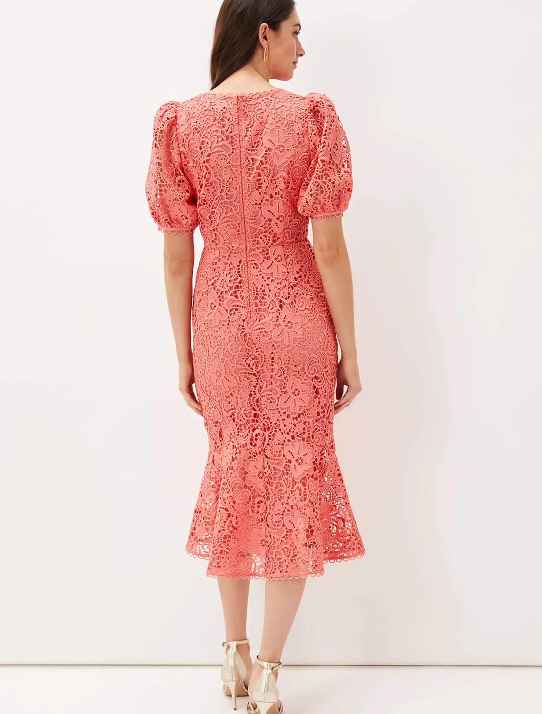 Lidia Guipure Lace Fishtail Dress