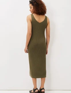 Lindan Ribbed Knit Midi Dress