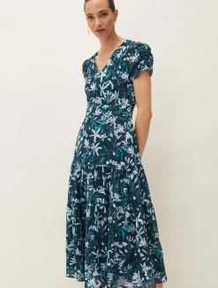 Lola Floral Short Sleeved V-Neck Midi Dress