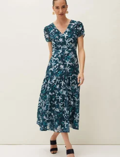 Lola Floral Short Sleeved V-Neck Midi Dress