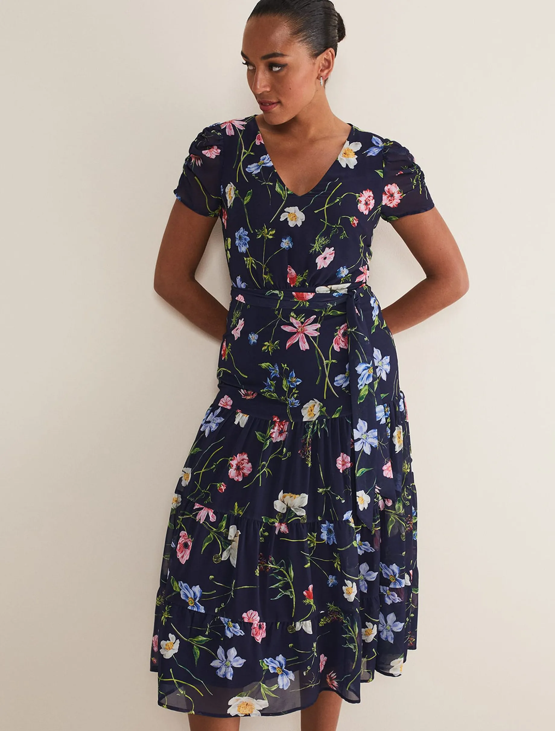 Lola Floral Tiered Midi Dress