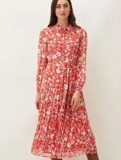 Lottie Floral Pleated Shirt Dress