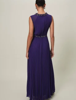 Louisa Pleat Beaded Maxi Dress