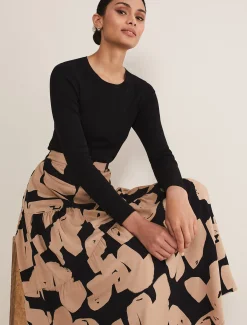 Luana Geo Print Midi Skirt