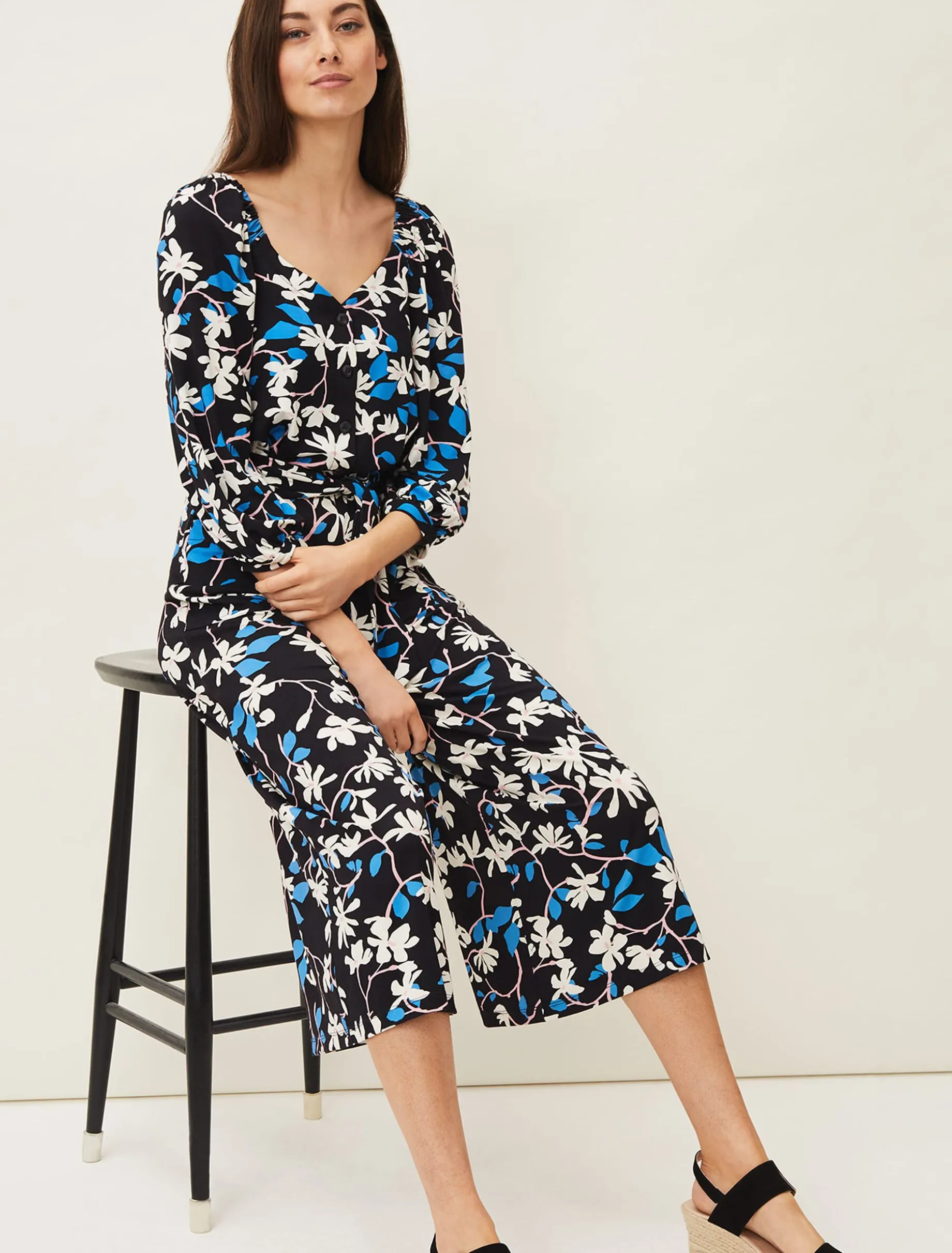 Magnolia Floral Jersey Jumpsuit